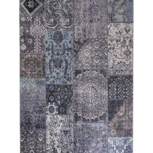 Patchwork vloerkleed - Fade Dreamer zwart/multi - overzicht boven