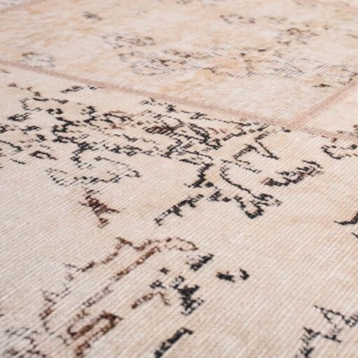 Patchwork vloerkleed - Fade Heritage beige - close up materiaal, thumbnail