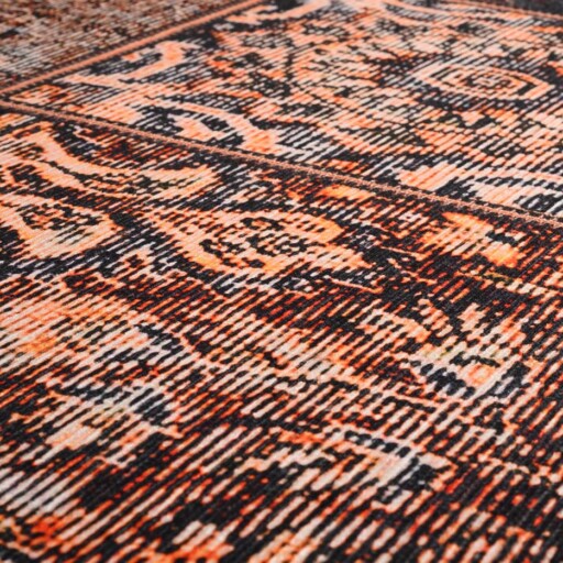 Patchwork vloerkleed - Fade No.1 goud/bruin - close up materiaal, thumbnail