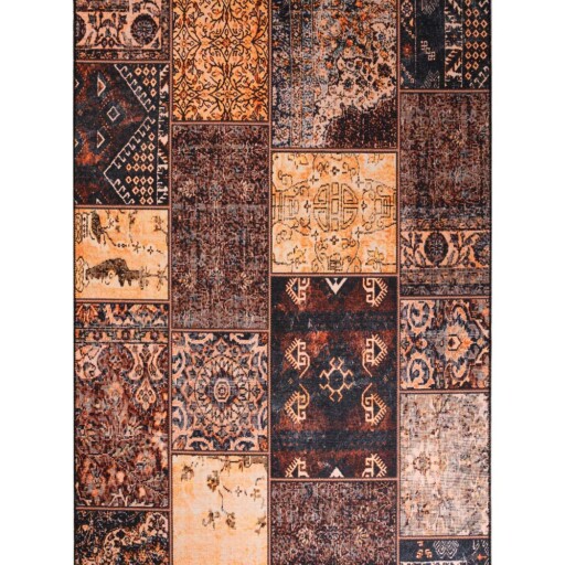 Patchwork vloerkleed - Fade No.1 goud/bruin - overzicht boven, thumbnail