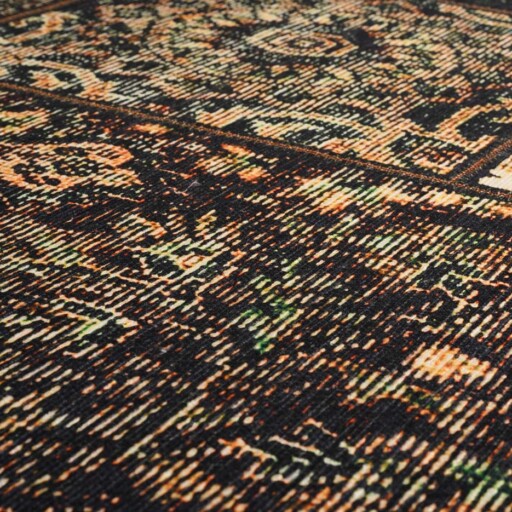 Patchwork vloerkleed - Fade No.1 olijfgroen - close up materiaal, thumbnail