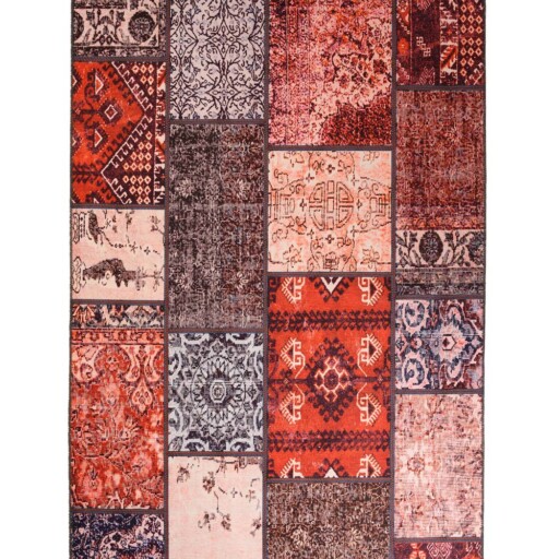 Patchwork vloerkleed - Fade No.1 rood/multi - overzicht boven