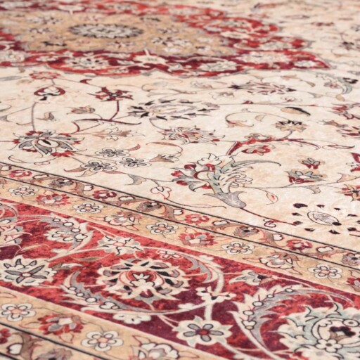 Perzisch tapijt wasbaar - Moderna rood - close up materiaal, thumbnail