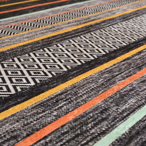 Retro vloerkleed wasbaar - Moderna grijs/multi - close up materiaal, thumbnail