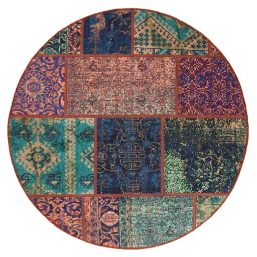 Rond patchwork vloerkleed - Fade No.1 multi - overzicht boven
