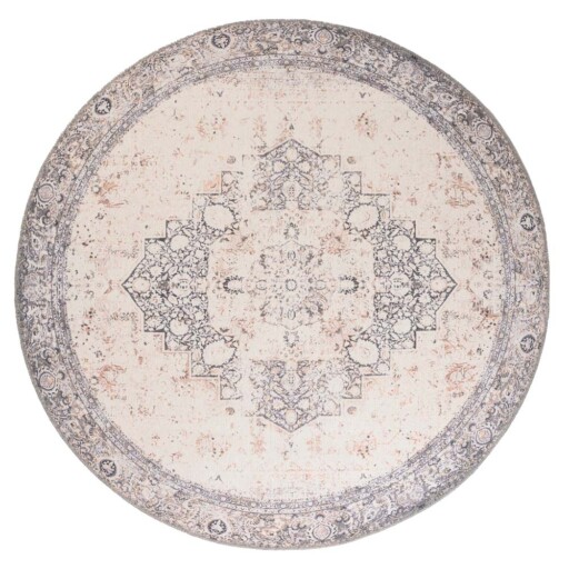 Rond vintage vloerkleed - Fade No.2 grijs - overzicht boven
