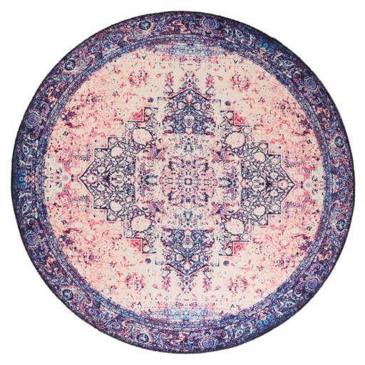 Rond vintage vloerkleed - Fade No.2 multi - overzicht boven