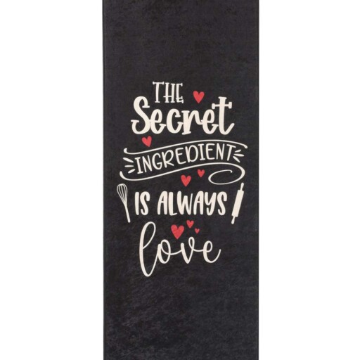 Keukenloper wasbaar - Secret ingredient - zwart - overzicht boven