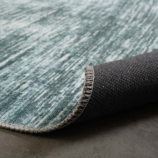 Vintage vloerkleed - Fade Blend turquoise - close up vouw, thumbnail