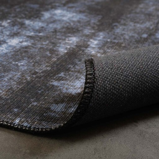 Vintage vloerkleed - Fade Celestial blauw/zwart - close up vouw, thumbnail