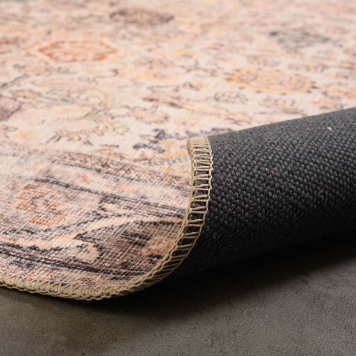 Vintage vloerkleed - Fade Charm beige - close up vouw, thumbnail