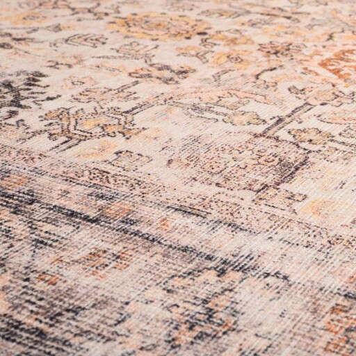 Vintage vloerkleed - Fade Charm beige - close up materiaal, thumbnail