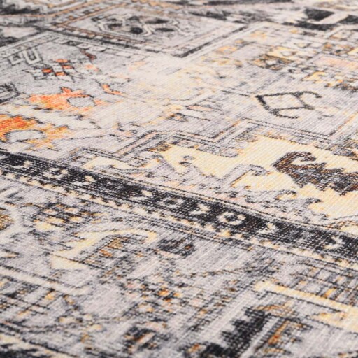 Vintage vloerkleed - Fade Mellow grijs - close up materiaal, thumbnail