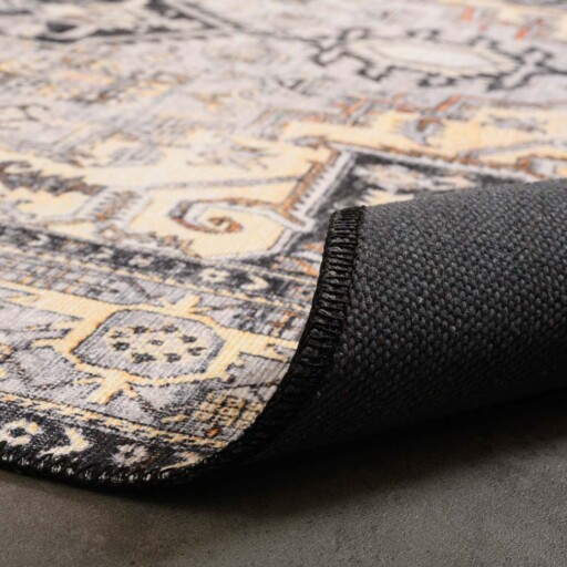 Vintage vloerkleed - Fade Mellow grijs - close up vouw, thumbnail