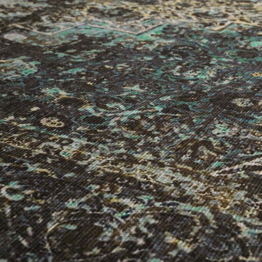 Vintage vloerkleed - Fade No.2 groen - close up materiaal, thumbnail