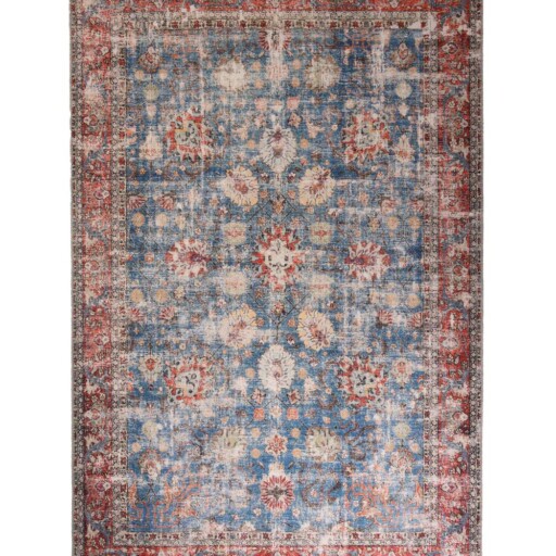 Vintage vloerkleed - Fade Oasis blauw/rood - overzicht boven