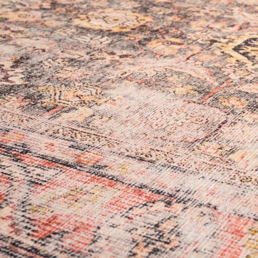 Vintage vloerkleed - Fade Prestige beige - close up materiaal, thumbnail