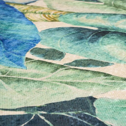 Vloerkleed jungle wasbaar - Moderna groen/blauw - close up materiaal, thumbnail