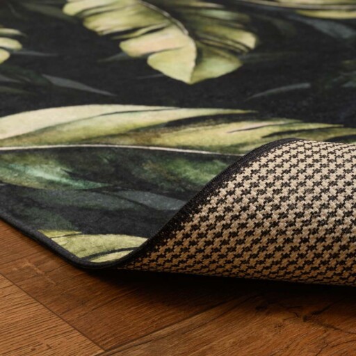 Vloerkleed jungle wasbaar - Moderna groen - close up vouw, thumbnail