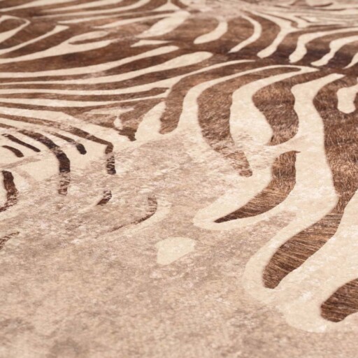 Zebra vloerkleed wasbaar - Moderna bruin - close up materiaal, thumbnail