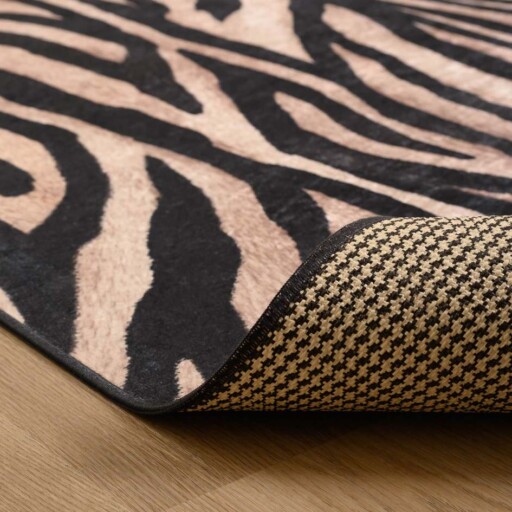 Zebra vloerkleed wasbaar - Moderna zwart/bruin - close up vouw, thumbnail