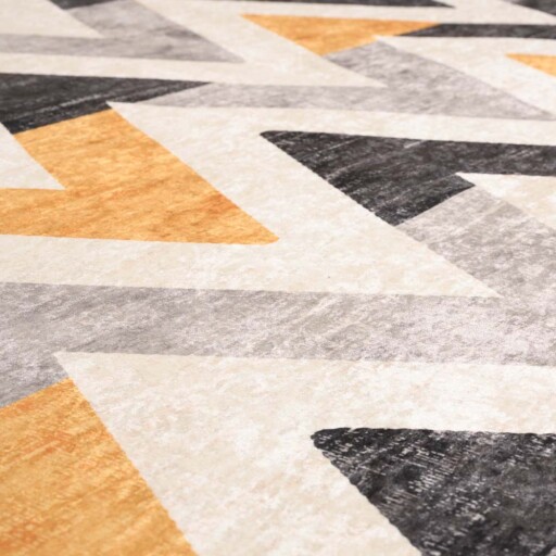 Zigzag vloerkleed wasbaar - Moderna geel - close up materiaal, thumbnail