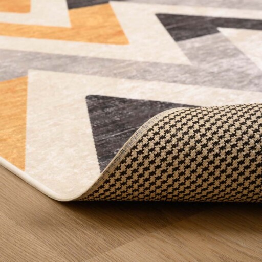 Zigzag vloerkleed wasbaar - Moderna geel - close up vouw, thumbnail