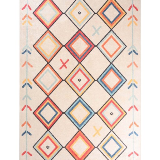 Bohemian vloerkleed wasbaar - Moderna crème/multi - overzicht boven