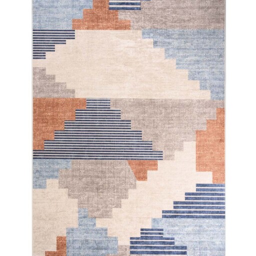 Retro vloerkleed wasbaar - Moderna blauw - overzicht boven