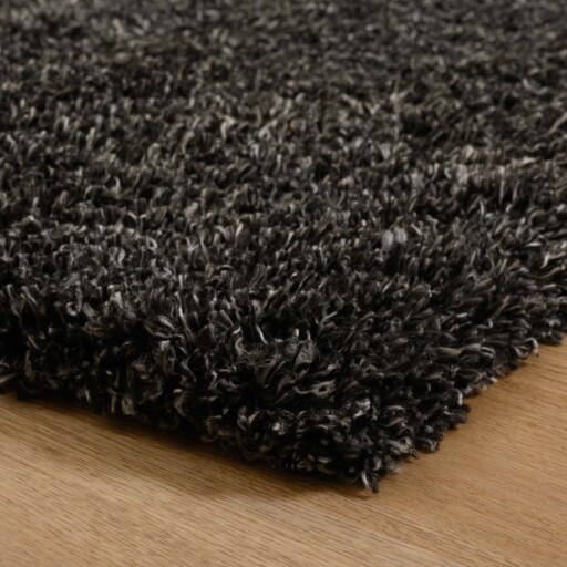 Vierkant hoogpolig vloerkleed - Cozy Shaggy - antraciet - close up, thumbnail