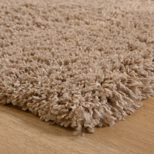 Vierkant hoogpolig vloerkleed - Cozy Shaggy - beige - close up, thumbnail