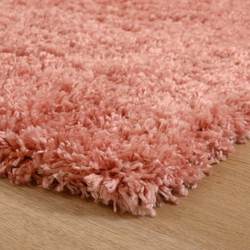 Vierkant hoogpolig vloerkleed - Cozy Shaggy - roze - close up, thumbnail