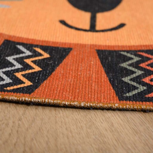 Vloerkleed leeuw kinderkamer - Wasbaar terra - close up, thumbnail