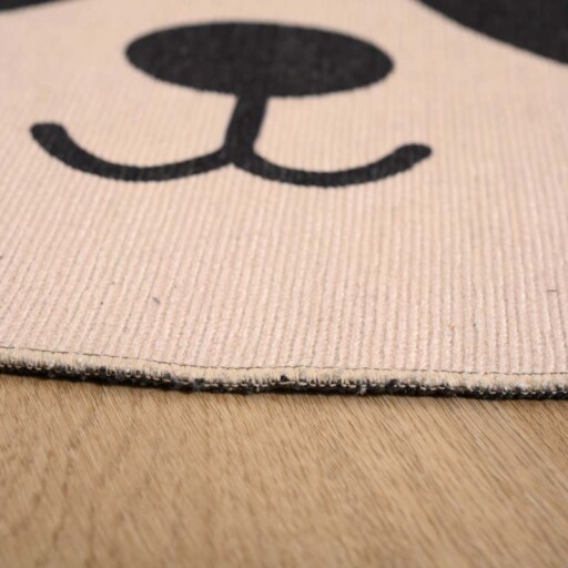 Vloerkleed pandabeer kinderkamer - Wasbaar wit/zwart - close up, thumbnail