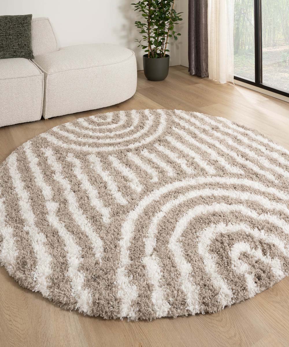 Rond Scandinavisch vloerkleed – Cozy Arch beige
