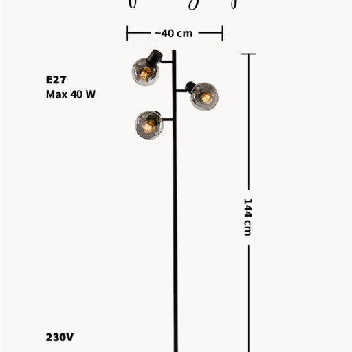 Staande lamp design - Delight zwart