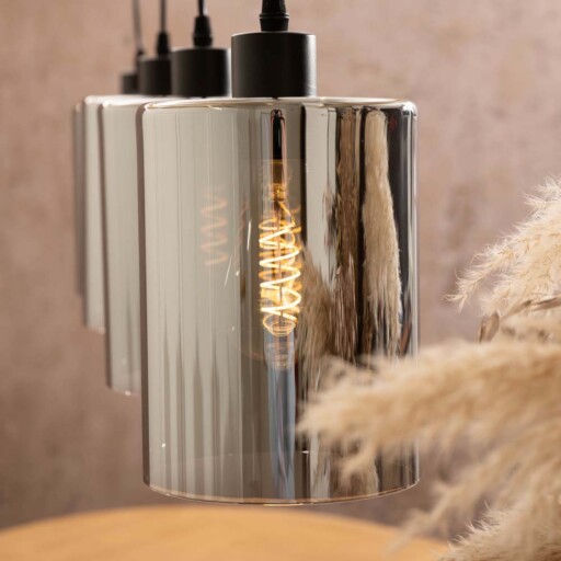 Hanglamp smoke glas - Quatre Amis zwart