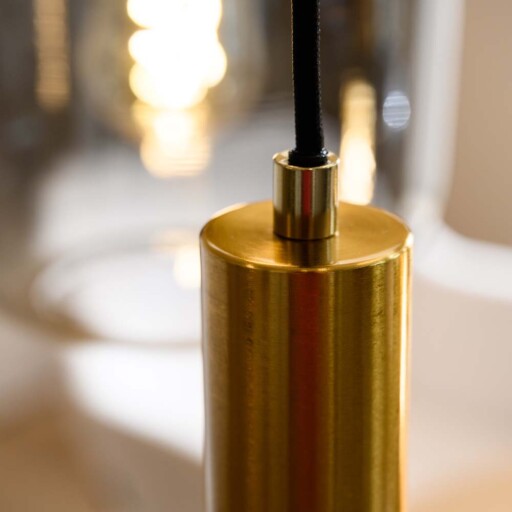 Hanglamp smoke glas - Chiq zwart goud
