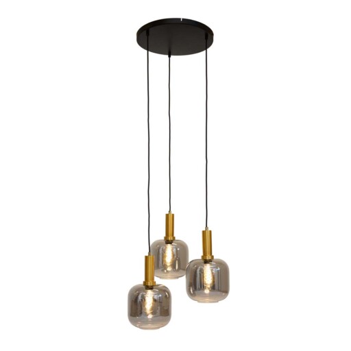 Hanglamp smoke glas - Chiq zwart goud - overzicht