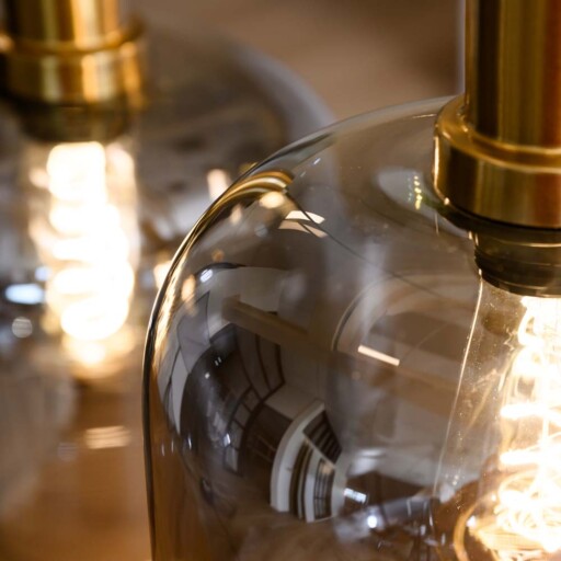 Hanglamp smoke glas - Chiq zwart goud