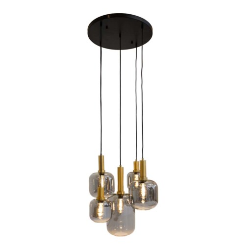 Hanglamp smoke glas - Cinq zwart goud - overzicht