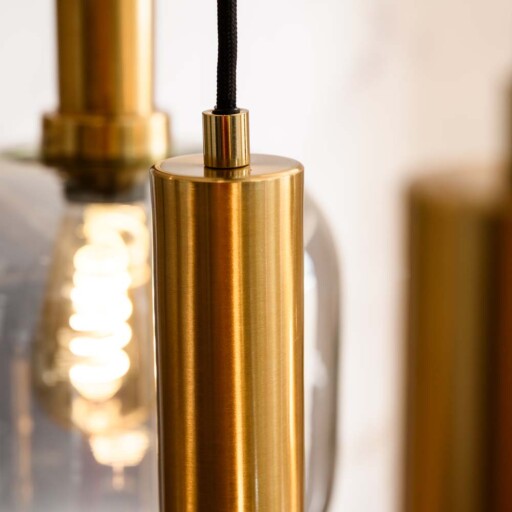 Hanglamp smoke glas - Cinq zwart goud